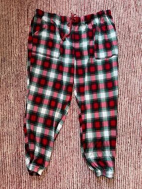 Red and Green Plaid Flannel Jogger Pajama Pants
